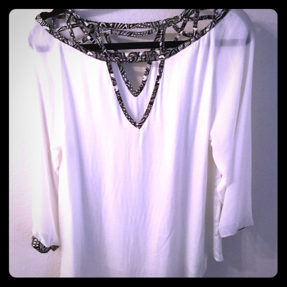 Gentlefawn 3/4 sleeve, sheer arms, white top